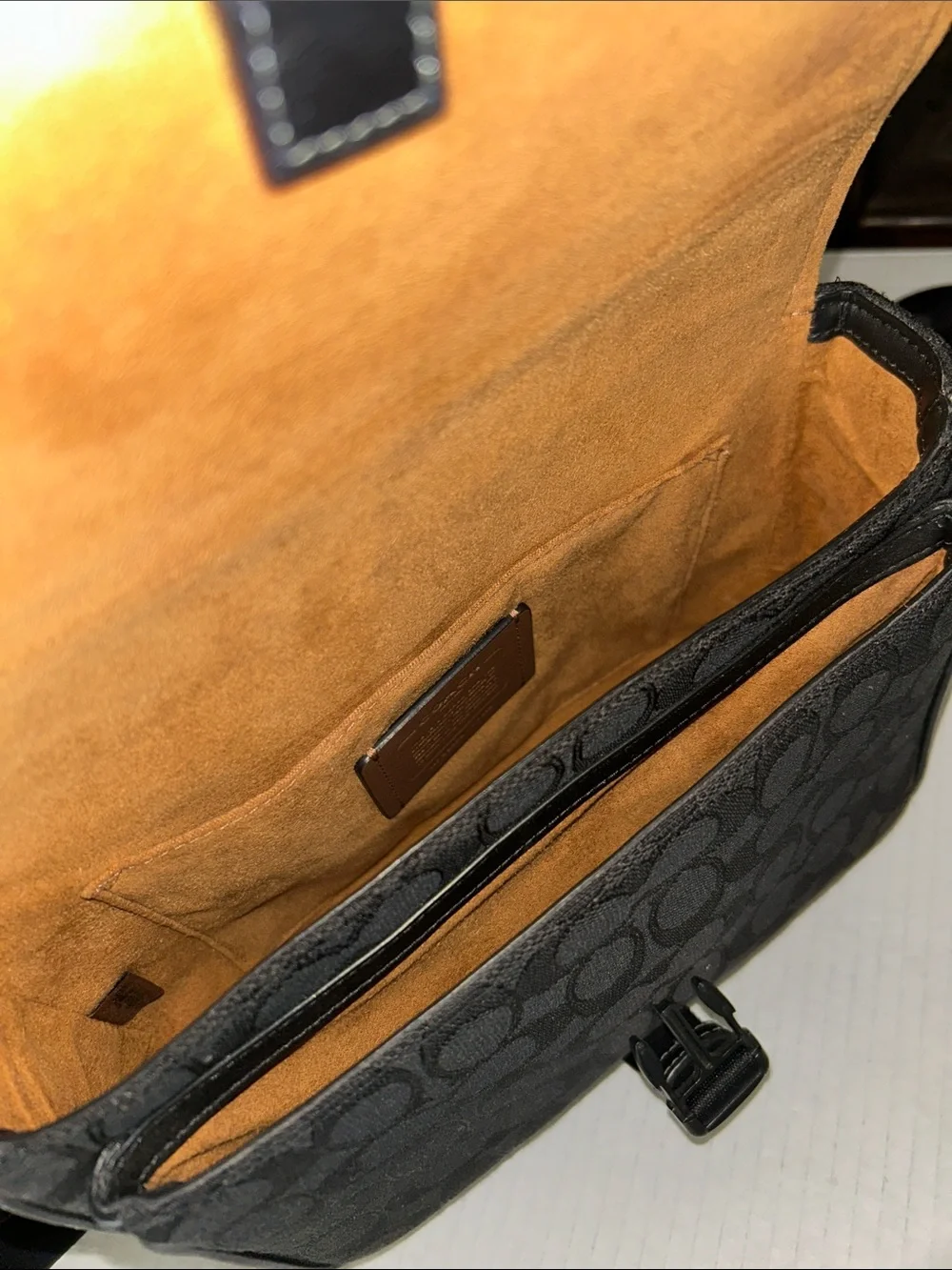 Coach Black Signature Messenger Bag with Branded Strap